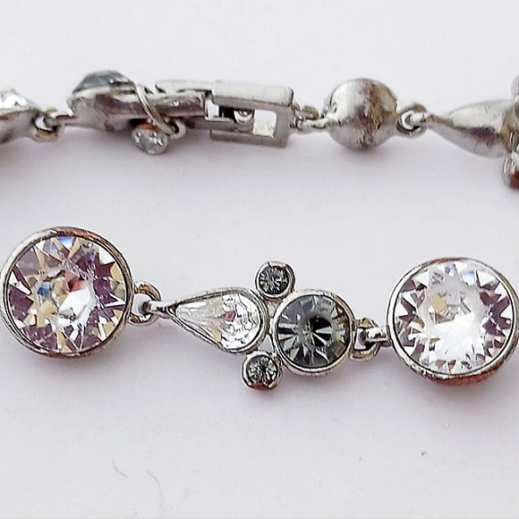 Givenchy Bracelet Flex Silvertone copper rhinestone clasp crystal gift - Picture 5 of 9